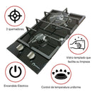 🔥 Parrilla Estufa 2 Quemadores Shorbull vidrio templado