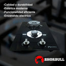 🔥 Parrilla Estufa 2 Quemadores Shorbull vidrio templado