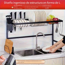 Estante de Cocina de Dos Niveles – Escurridor Elegante y Multifuncional de Acero Inoxidable