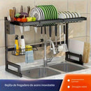 Estante de Cocina de Dos Niveles – Escurridor Elegante y Multifuncional de Acero Inoxidable
