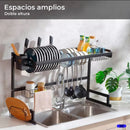 Estante de Cocina de Dos Niveles – Escurridor Elegante y Multifuncional de Acero Inoxidable